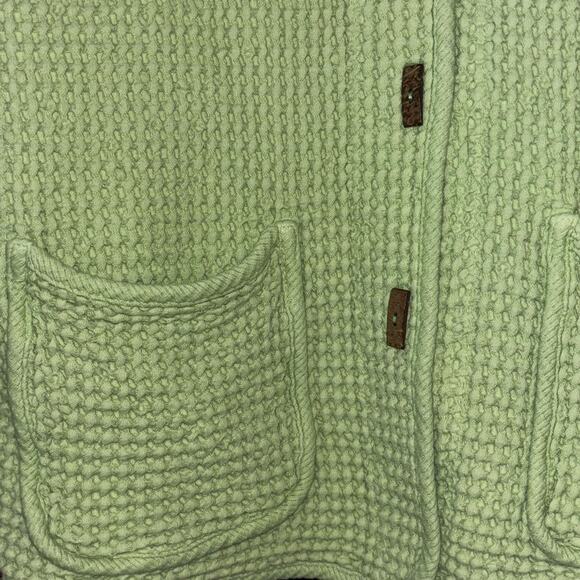 By JJ Waffle Knit Light Green Button Cardigan/Jacket L Wood Buttons Lagenlook - Picture 10 of 11